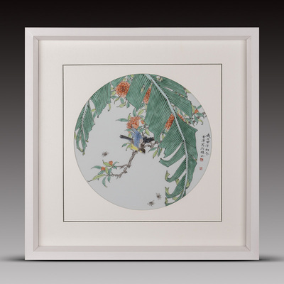 中国高级工艺美术师 揭金平作品 古彩花鸟瓷板