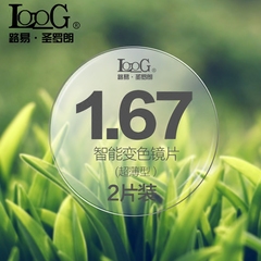 LooG 1.67非球面变色近视眼镜片防辐射防紫外线树脂镜片 2片装