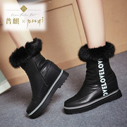 Puqi tube and cotton by the end of 2015 winter boots side zipper letter head tube in the plush snow boots women's shoes