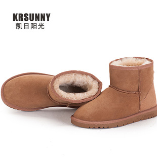 gucci經典花香 Krsunny澳洲羊皮毛一體雪地靴經典低筒冬季女短靴新品krs5854A gucci經典包