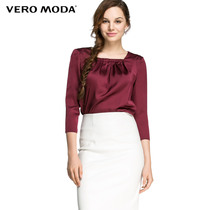 满2件送手表VeroModa丝质松紧领七分袖上衣|315358002