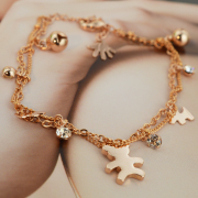 Mu-Mu-double bear ornament bells plot Korean cute bells imitate diamond dog bracelet bag-mail