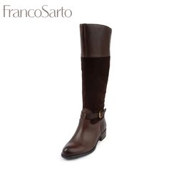 FRANCO SARTO牛皮女鞋皮绒拼接长靴皮带扣女高靴00801