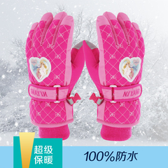 儿童保暖手套女冬季滑雪加绒加厚防水五指学生小孩户外可爱防风棉