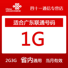 广东联通 流量包1G 本地流量 省内使用 2/3G通用包 当月有效