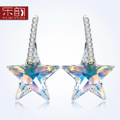 Music Korea Crystal Stud Earrings 925 Silver Starfish earrings Super Flash temperament zircon jewelry ladies earrings