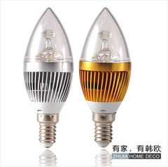 LED灯泡耐用环保省电led大功率3瓦E14透明尖泡灯泡led节能灯灯具