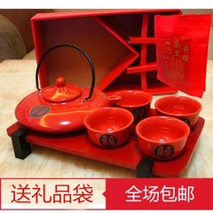 日式和风陶瓷喜字婚庆结婚功夫茶具创意礼物敬茶壶茶杯套装礼品盒