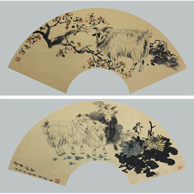 张秀萍 《羊系列扇面一组》中美协会员 中国工笔画协会会员