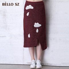 bello sz贝洛安2016冬装新款半身裙 羊毛复古半裙 简约修身女裙子