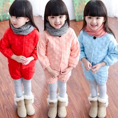 女童2016秋冬装新款加绒加厚套装韩版宝宝儿童外套 打底裤两件套