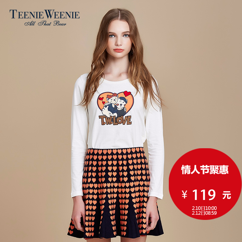 Teenie Weenie小熊专柜正品女秋冬长袖卡通印花T恤TTLA54990Q产品展示图3