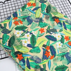 夏威夷风情绿色叶子复古棉麻面料台布背景布窗帘桌布手工布料