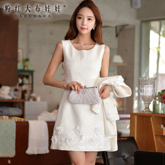 Vest dress big pink doll summer 2015 new Womenswear temperament in white dress flashes-summer