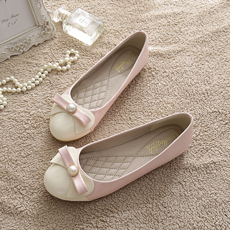 瓢鞋女夏 秋鞋2017新款豆豆鞋百搭圆头平底大码女鞋40 41-43单鞋