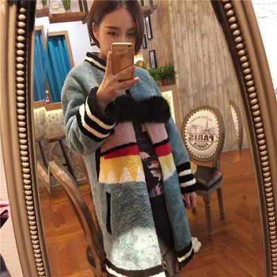 美利奴羊羔毛皮草外套女式中长款羊剪绒皮毛一