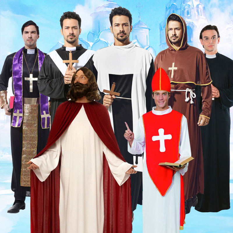 万圣节cos复活牧师服装教父神父传教士修士化装舞会派对表演装扮