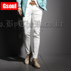 爆款Gsoul正品韩国 预售夏季新款时尚英伦气质美男纯色休闲裤