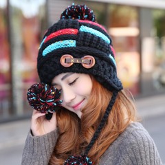 毛线帽子女 冬天加绒韩版潮休闲百搭女士秋季甜美可爱韩国针织帽