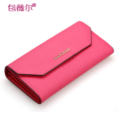 Bao Wei, leather zip around wallet purse header layer of leather fashion Europe and cross pattern coin