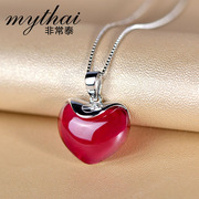 Thai Ruby 925 Silver heart-shaped necklace of love full fashion Korean girl pendant Chinese Valentine''s day gifts