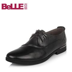 聚Belle/百丽2016秋商务正装系带圆头油蜡牛皮男皮鞋B3Y04CM6