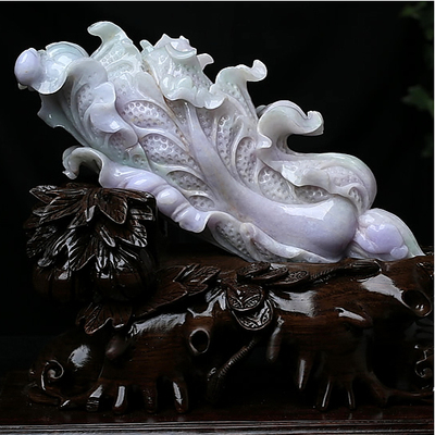 糯种紫罗兰缅甸翡翠a货白菜摆件 1.96千克