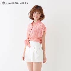 MAJESTICLEGON日系少女装无袖蝙蝠袖印花衬衫衬衣1055034406