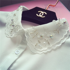 2015秋冬韩版新款钉珠刺绣花朵女式衬衣领节约领女士假领子衬衫领