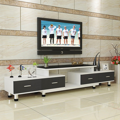 现代简约钢化玻璃电视柜茶几组合欧式小户型客厅木质伸缩电视机柜
