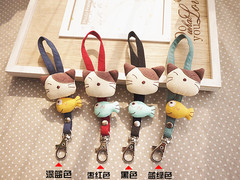 日本KINECAT专柜正品 可爱鱼猫咪棉布女士手腕带 包包手绳带