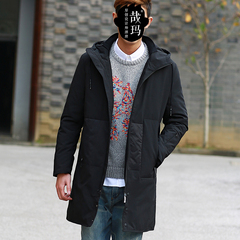 男士羽绒服男 中长款加厚韩版修身款青年2016新款冬装连帽外套潮