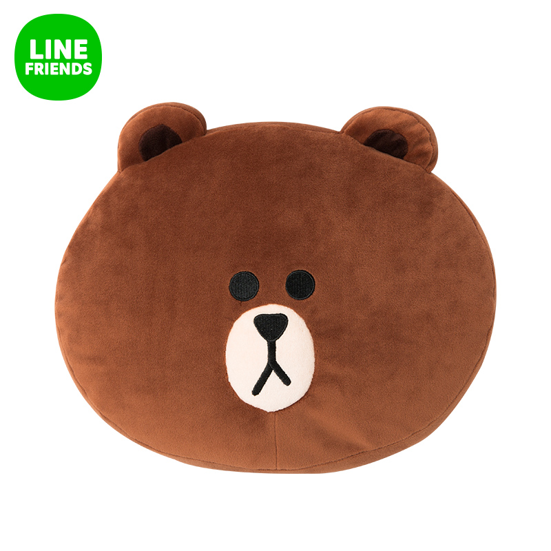 LINE FRIENDS 布朗熊脸型萌宠靠垫（42CM）动漫周边萌趣抱枕产品展示图5