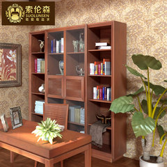 索伦森 东南亚风格实木书柜 书房功能储物书架 组合书柜家具