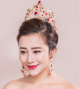 Good pretty linglan retro Bridal Accessories bride Crown matte gold Baroque-Crown tiara package mail