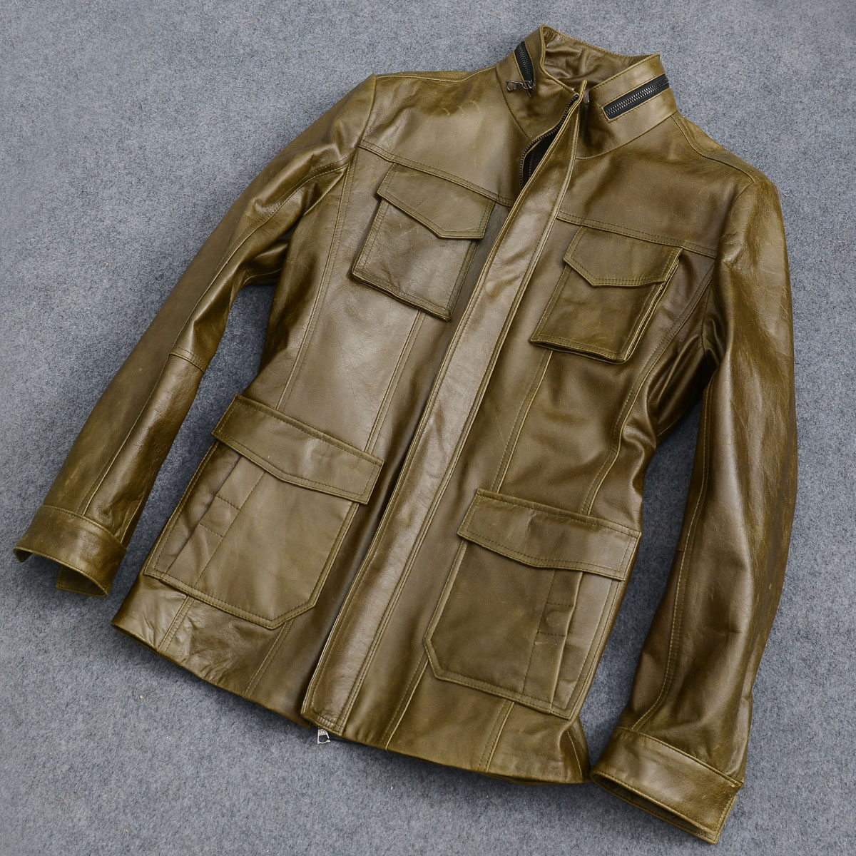 鞅真皮皮衣m65真皮猎装真皮军旅真皮工装大号5xl男装真复古植鞣