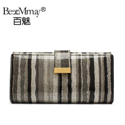 Hundreds of charming the new 2015 stripes with a first layer of leather fashion purse leather ladies wallet large zip around wallet