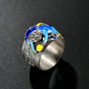 Very Thai vintage fashion trend of ladies ring 925 Silver cloisonne carved Europe and Thai silver ring woman