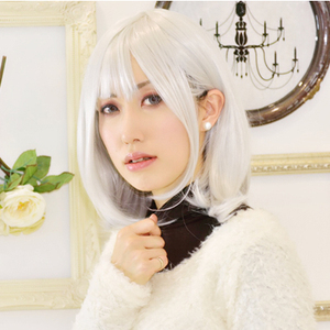 佐佐木琲世女体性转cosplay假发 魂魄妖梦 维内托 45cm银白色短发