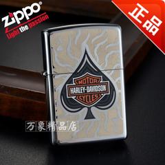 正品ZIPPO打火机2014镜面黑桃哈雷标志28688芝宝打火机zippo正版