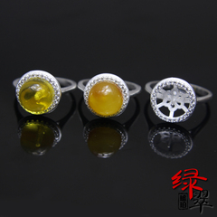 绿翠 925纯银空戒托 电镀白金戒指托 diy银饰品配件定制 10X10mm