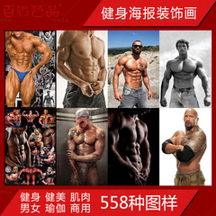 健身海报装饰画定做健美房肌肉男女运动搏击体育人体宣传挂画挂图