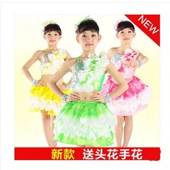 六一儿童节女童舞蹈服演出服荷叶裙蓬蓬裙纱裙公主现代舞厂家直销