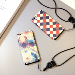彩色三角苹果iPhone6S手机壳挂绳软硅胶防摔6plus保护套全包创意