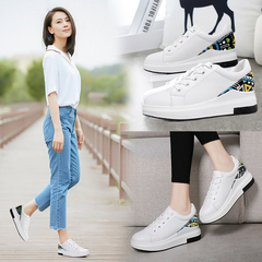 明星同款小白鞋女系带韩版内增高运动板鞋女新款休闲百搭学生单鞋