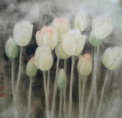 工笔画学会范术华《郁金香》