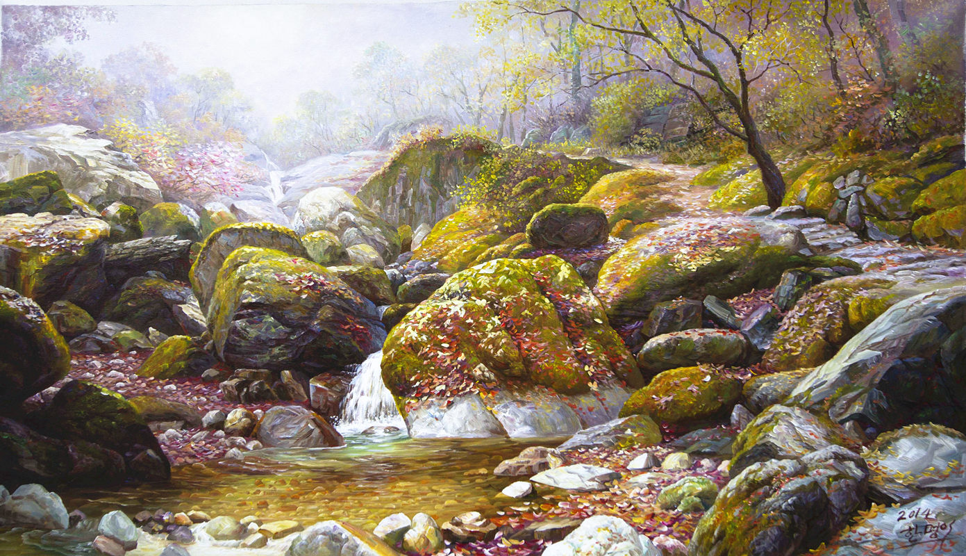 韩明日 《清泉》 朝鲜油画