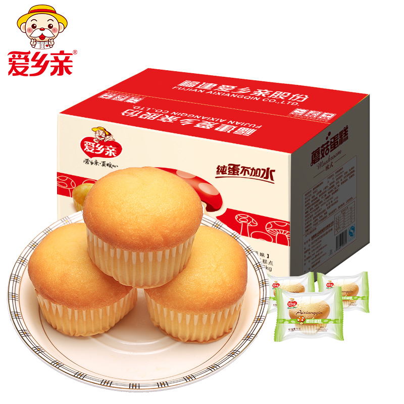 爱乡亲蘑菇蛋糕2.5kg整箱5斤早餐鸡蛋面包茶糕点心休闲食品小吃产品展示图3