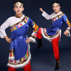西藏民族舞蹈表演服装新款少数民族男藏族舞台演出服成人蒙古族