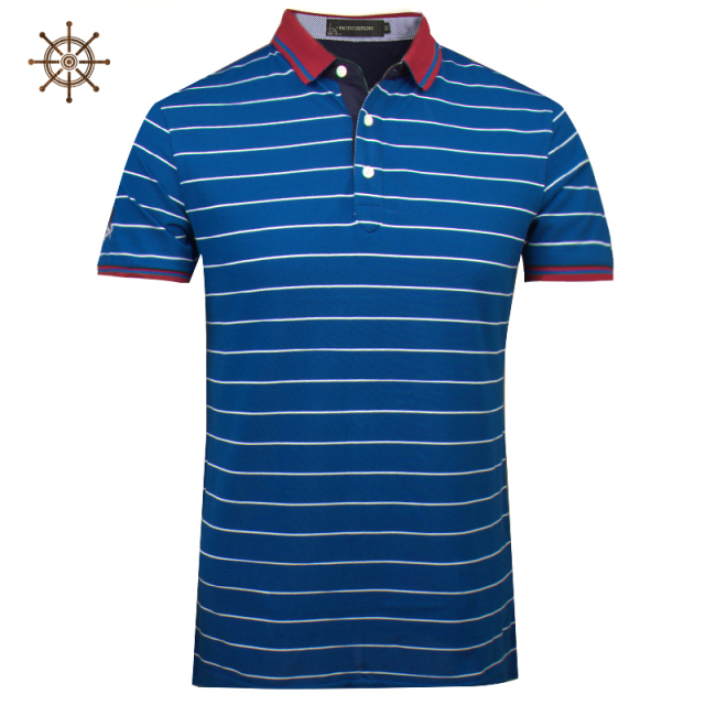 船王男装短袖polo衫青年常规大码2017夏季中年男士丝光棉t恤翻领